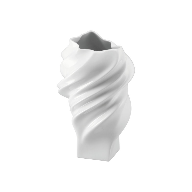Squall Porcelain China Table Vase, 9" H x 6" W x 5.5" D, White Matte