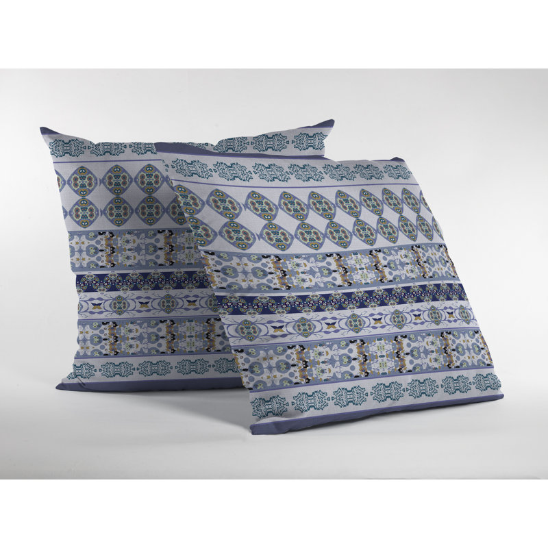 Navy and Teal Floral Faux Suede Throw Pillow 16x16