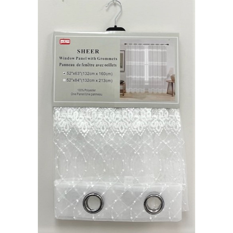 Panneau de rideau semi-transparent en polyester, L 52 po x L 63 po