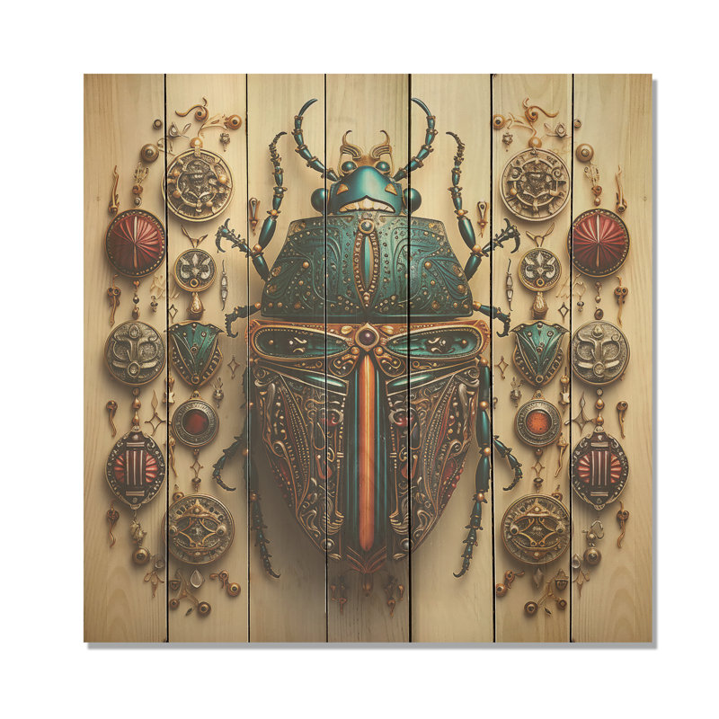 Mystical Beetle I - insectes et insectes sur bois, H 36 po x l 36 po