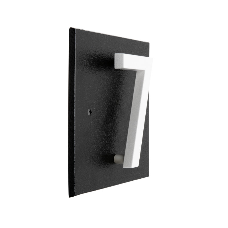 Floating Stand-Off 1-Number Horizontal Sign, Black /W/ White Modern Font Number, Yes