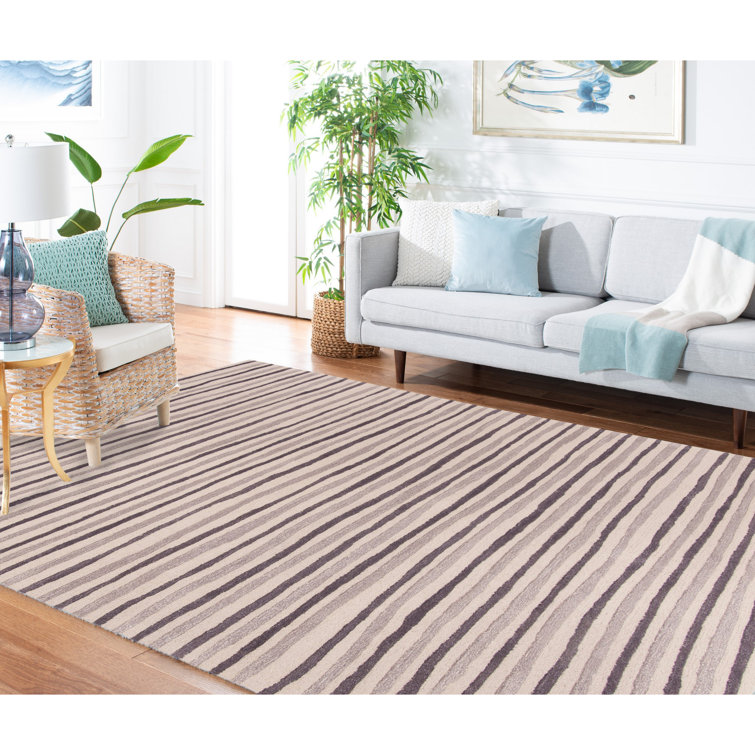 Schmier Martha Stewart Hand Tufted Wool/Viscose Striped Rug in Tilled Soil Brown