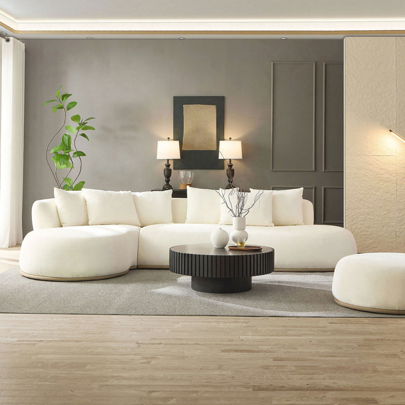 Canapé modulaire surdimensionné en L de 134,6 po avec repose-pieds, aucun assemblage requis, comprend 6 coussins décoratifs