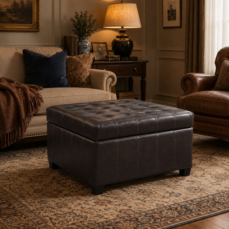 Quilted Cushion Multi-Function Storage Stool, Brown