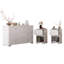 Ensemble de chambre à coucher 3 pièces, commode 6 tiroirs et deux tables de chevet avec poignées en métal, style élégant et rétro, blanc