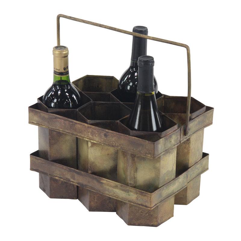 Lafever 6 Bottle Tabletop Wine Bottle Rack, Gold