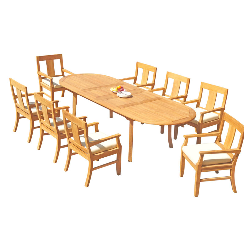 Osborne Outdoor 5 - Piece Teak Dining Set, 30.5" H x 82" L x 40" W, 8