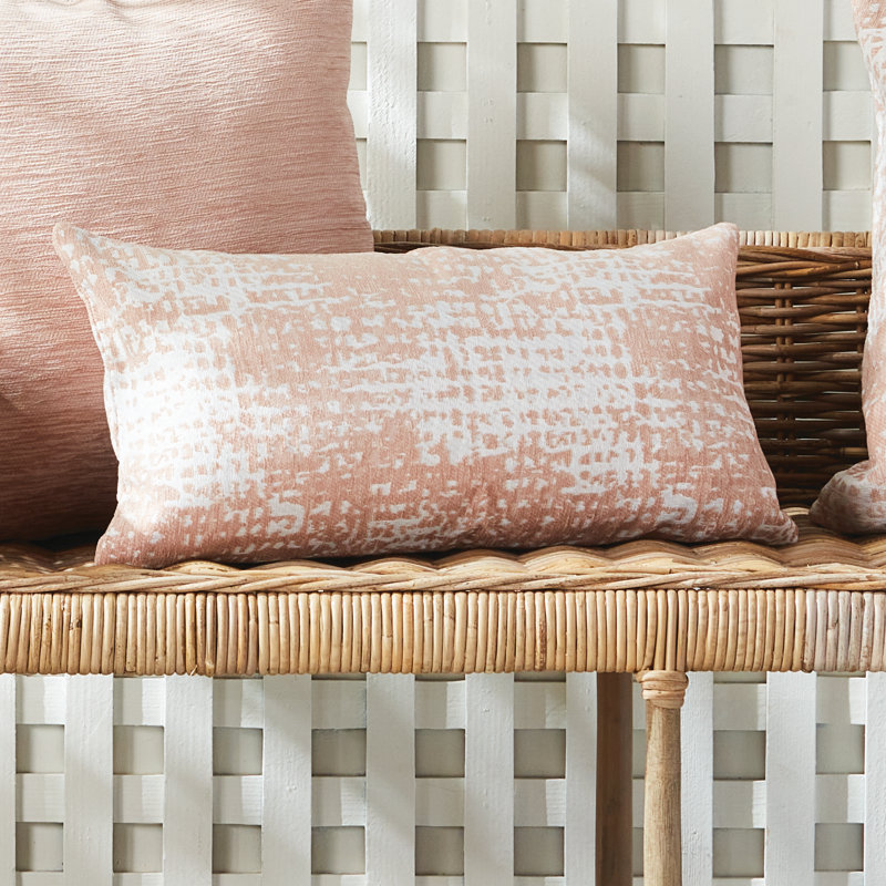 Hana Polyester Indoor/Outdoor Pillow Cover & Insert, Blush, Rectangular 12" x 22"