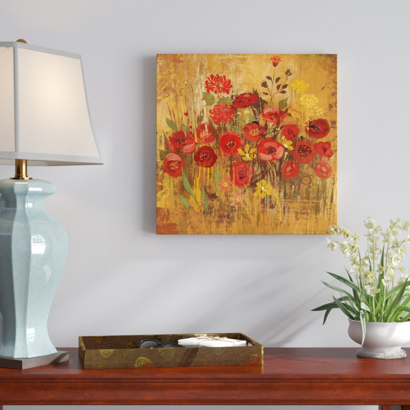 «Floral Frenzy Red VI» par Alan Hopfensperger - impression sur toile tendue, H 32 po x l 32 po x P 1,5 po