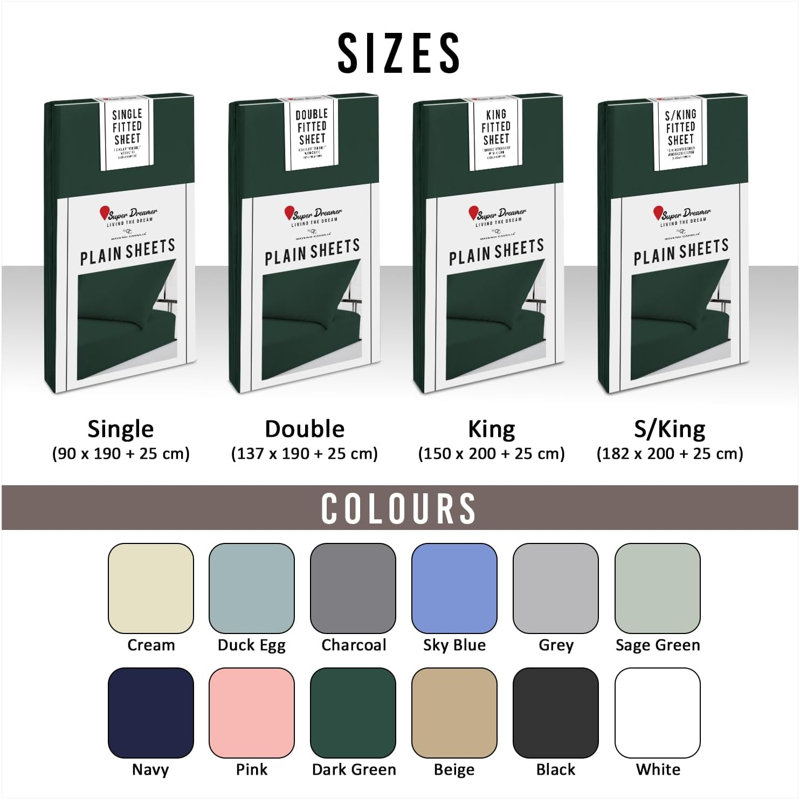 Super Dreamer Microfibre Fitted Sheet, Super King (6'), Dark Green