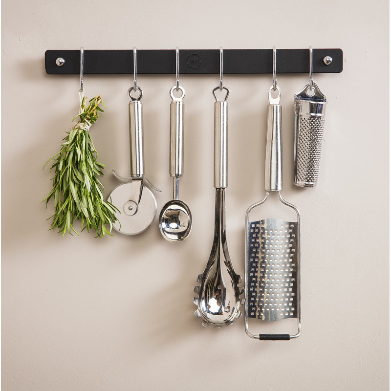 Metal Straight Wall Mounted Pot Rack, Black