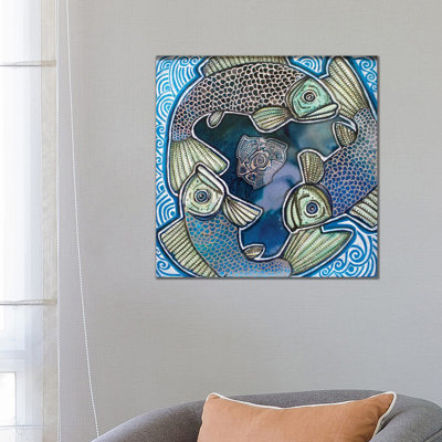 Triple Fish Swirl by Lynnette Shelley - Drawing Print on Canvas