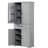 Grey Storage Cabinet For Bathroom - 4 Doors, 1 Drawer, Ample Space, Tipping Metal Black Handles,