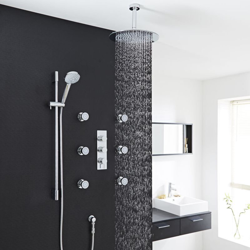 12 Inch Stainless Steel Shower System with Thermostatic Valve and Handheld Spray