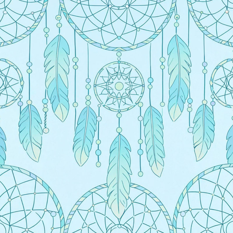 Coussin décoratif double face attrape-rêves à plumes, 16 x 16 pouces, Turquoise clair et menthe