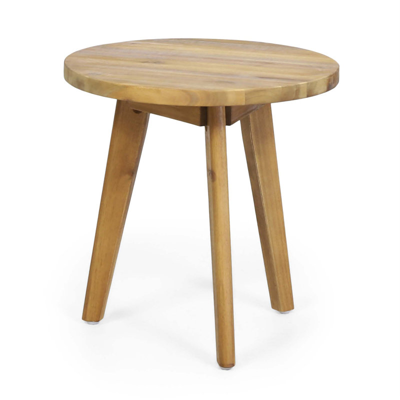  Charmine Acacia Wood Patio Table, Side Table, End Table with Three Legs for Outdoor Rejuvenation and Delight