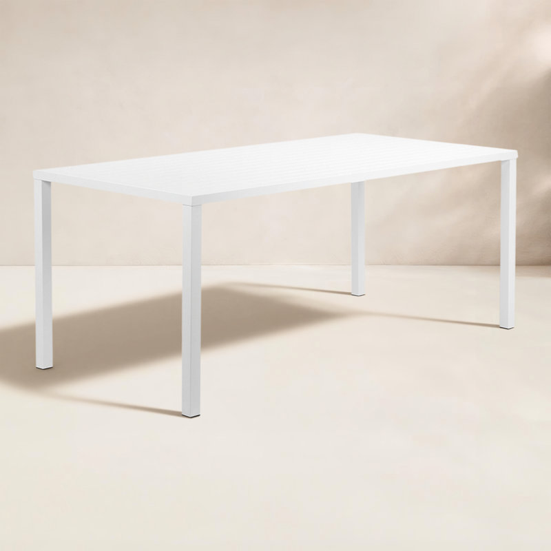 Ottie Rectangular Metal Outdoor Dining Table , 71'' in. W 35'' in. D, White
