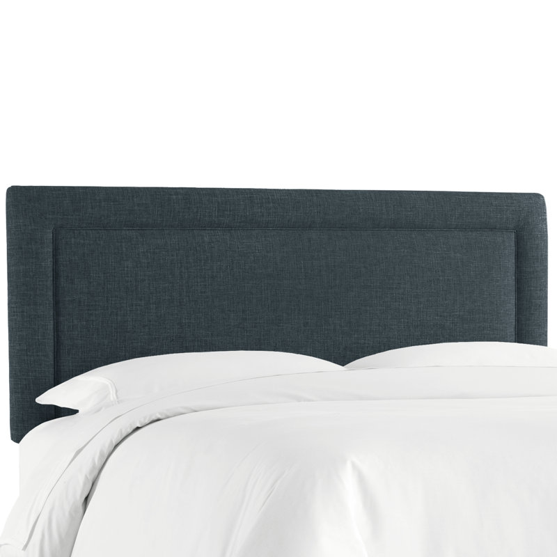 Tête de lit à panneau tapissier Rowberrow, Simple, Lin texturé bleu marine Zuma