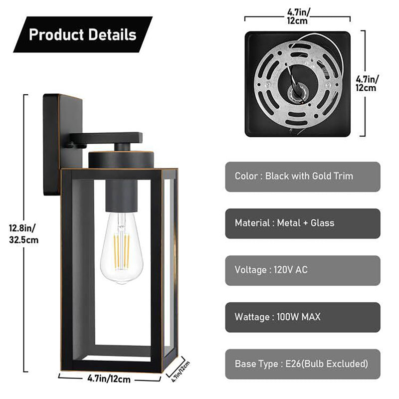 2-Pack Outdoor Wall Light Fixtures, Bronze