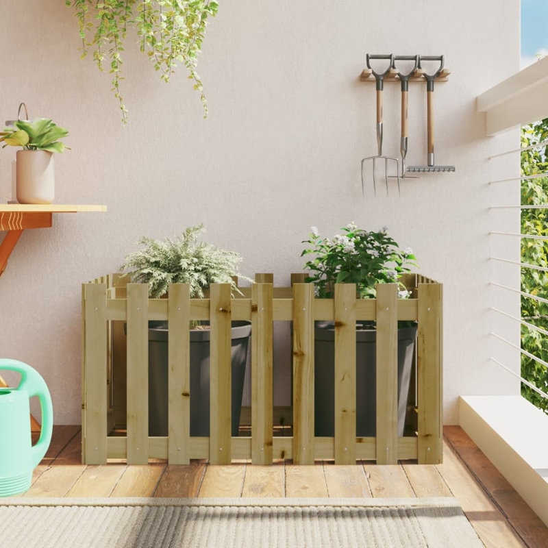 Birjesh Wood Raised Garden Bed, Green, 50cm H x 100cm W x 50cm D