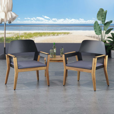 Ensemble de 2 fauteuils club d'extérieur en bois d'acacia avec coussins résistants à l'eau, durables et élégants pour tout patio