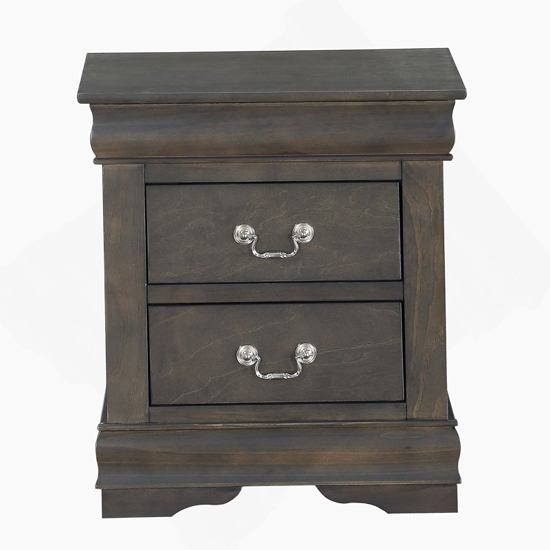 Table de chevet classique une pièce avec deux tiroirs, idéale pour la chambre à coucher, offrant style et fonctionnalité dans un design compact