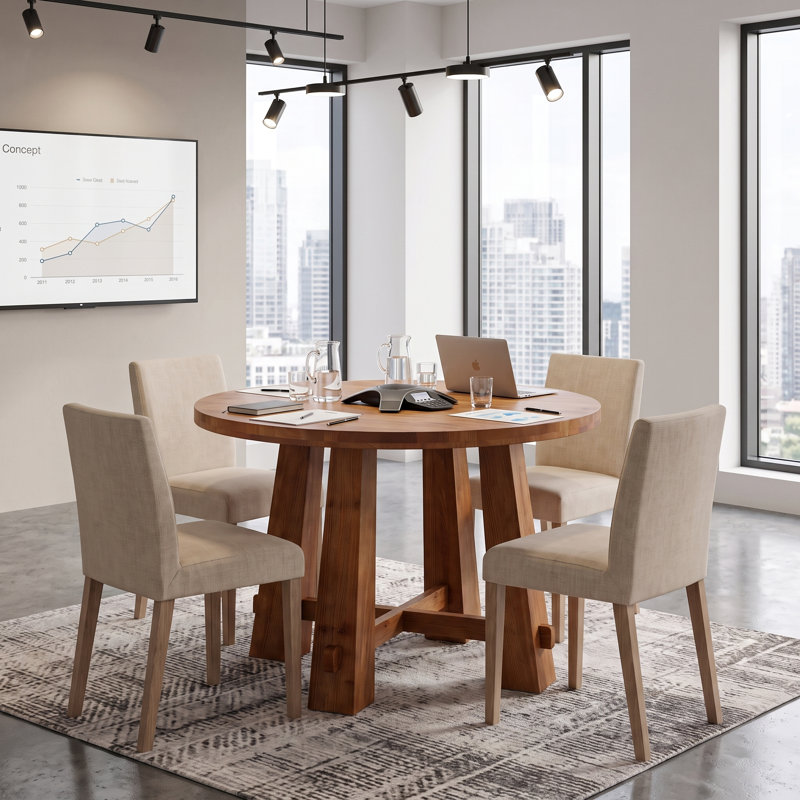 100.08cm Solid Wood Round Conference Table