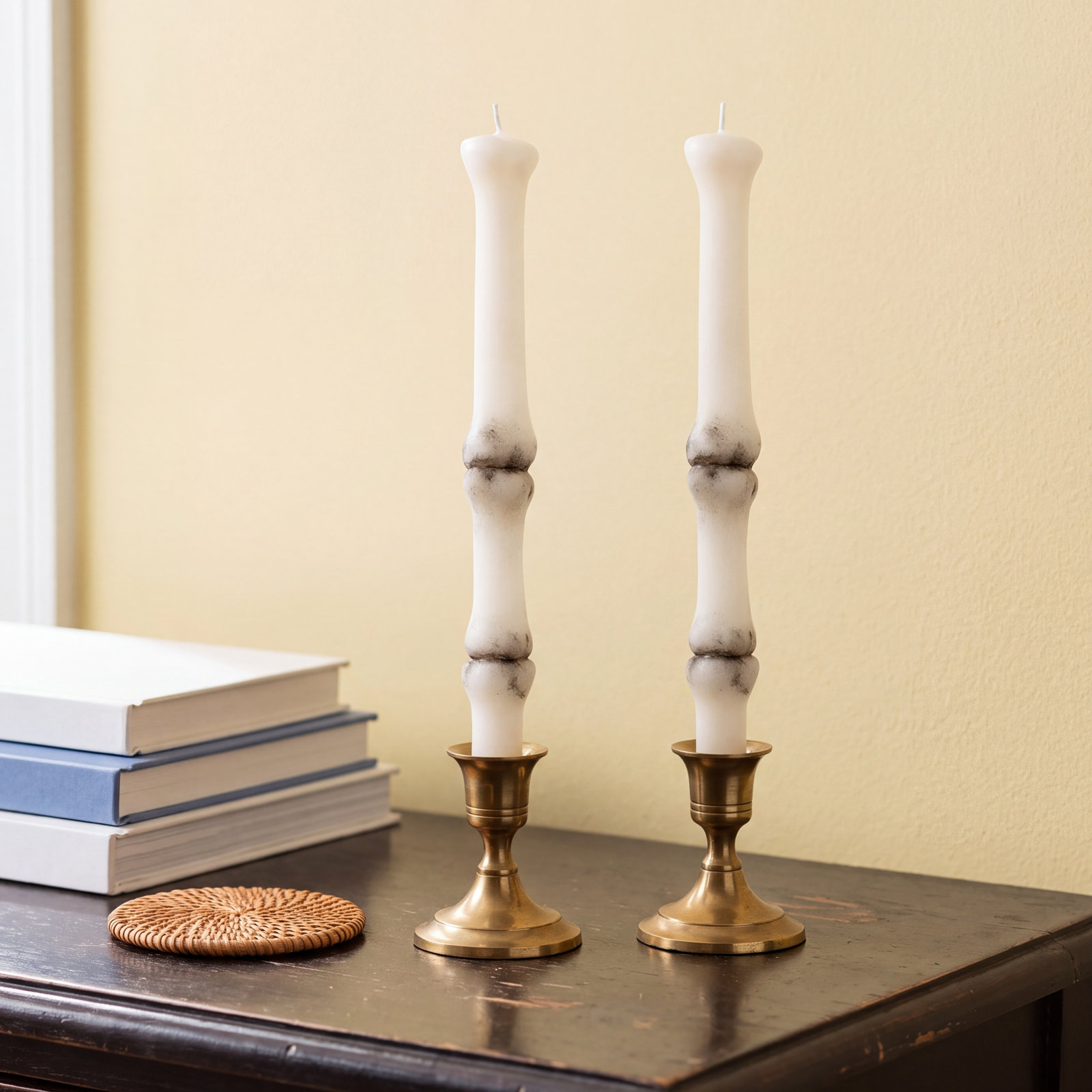 Unscented Bone Taper Candle Set