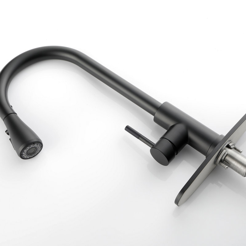 Robinet de cuisine avec douchette extractible, Noir mat
