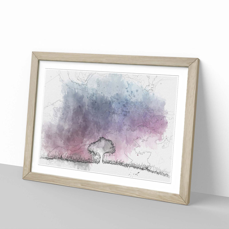 Tree Under the Cosmos in Abstract - Framed Print, Oak, 60cm H x 91cm W x 2cm D