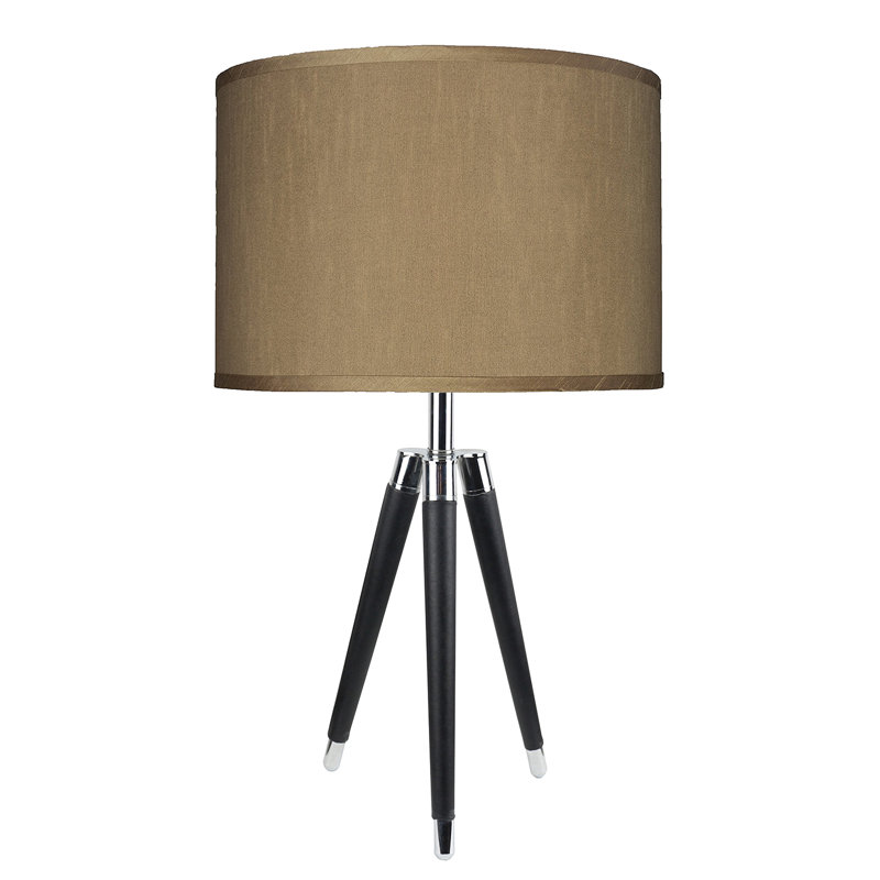 Lampe de table à trépied 27 po Linco, Soie taupe, Noir