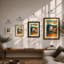 Mediterranean Village In Gold Retro - Print-1058316915-1058316922