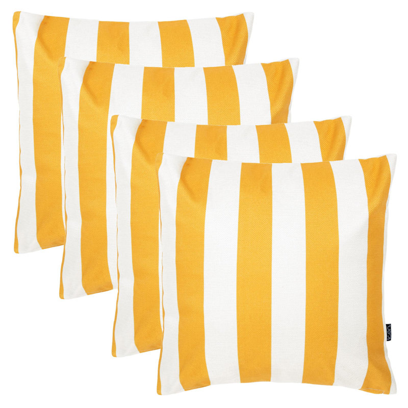 Indoor / Outdoor Square Cushion, Yellow/White Striped
