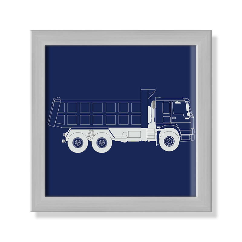 Art encadré Wild Camions, H 8 po x l 8 po x P 1,18 po, Encadré de boîte argent