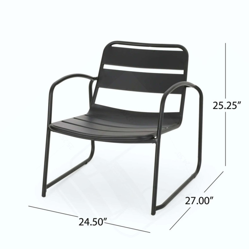 Ensemble de conversation moderne en métal avec cadre durable et conception à lattes ouvertes pour un siège de patio élégant