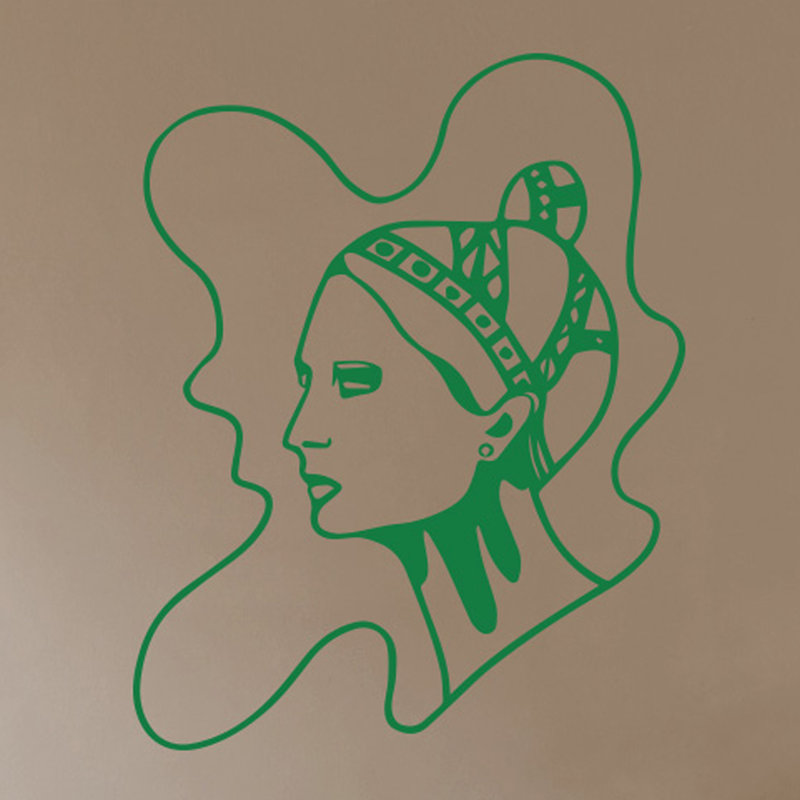Art Nouveau Women Wall Sticker, Large, Green