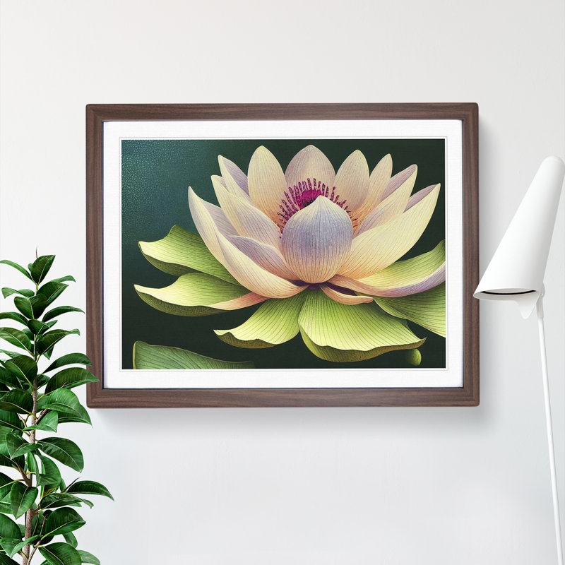 Precious Lotus Flower - Framed Print, 46cm H x 64cm W x 2cm D, Walnut Framed