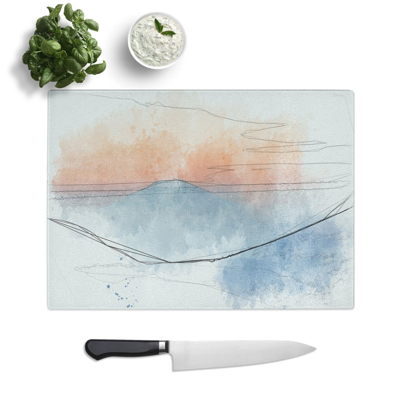 Tempered Glass Sunrise over the Mountains Chopping Board, 20 cm x 28.5 cm
