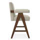 Brittnie 25.5" Full Back Walnut Wood Upholstered Counter Stool With Arms
