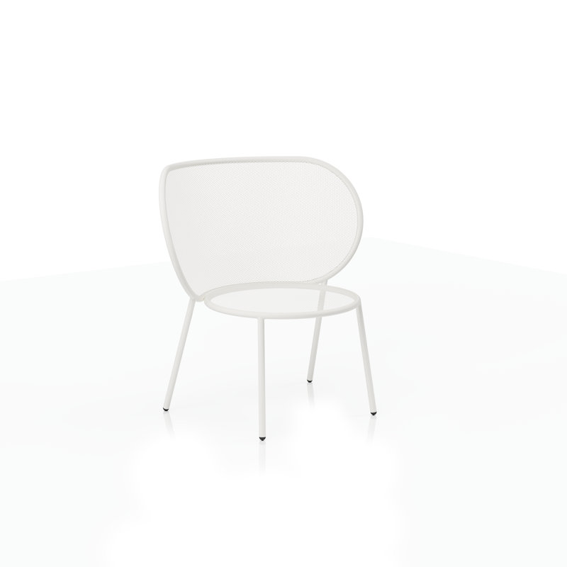 Abberton Powder Coated Steel Outdoor Armless Lounge Chair, Pure White