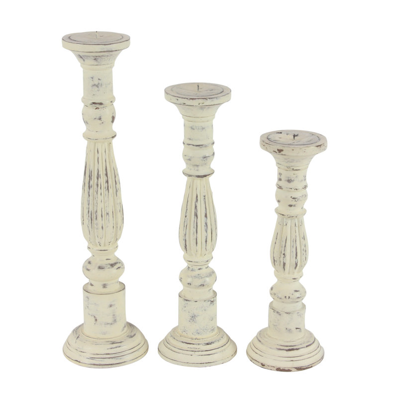 Ensemble de 3 chandelles en bois