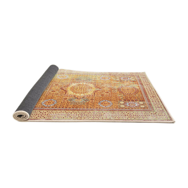 Tapis en laine doré / brun, Rectangle 5 pi x 7 pi
