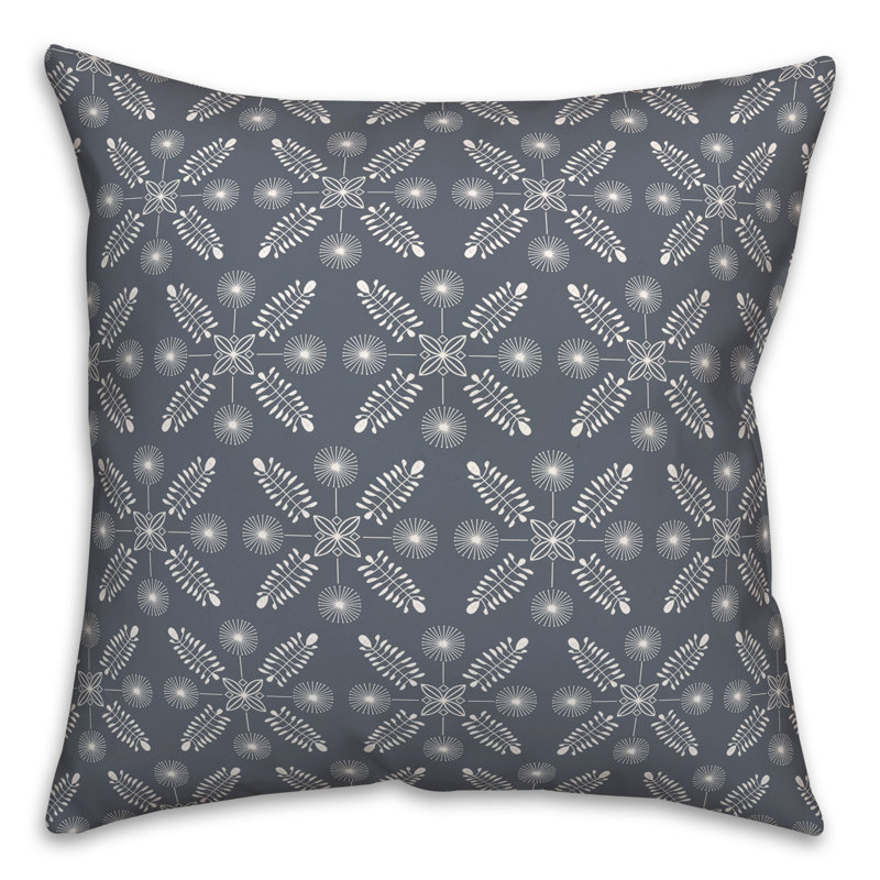 Floral Outdoor Reversible Throw Pillow, 18"H x 18"W, Slate