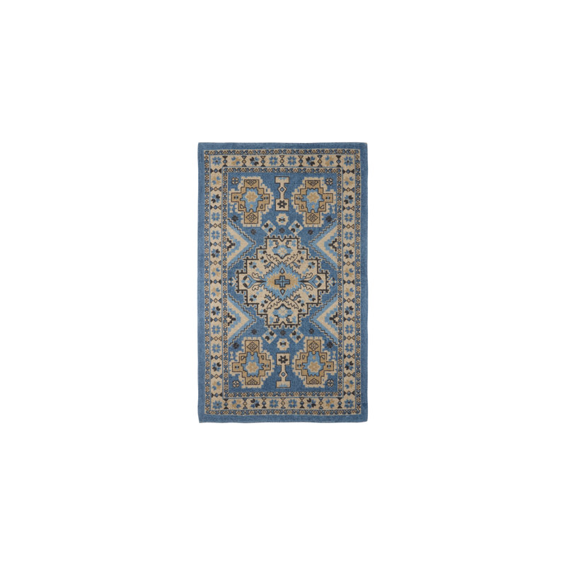 Halyn Ink Blue Cotton 36" x 60" Rectangular Accent Rug