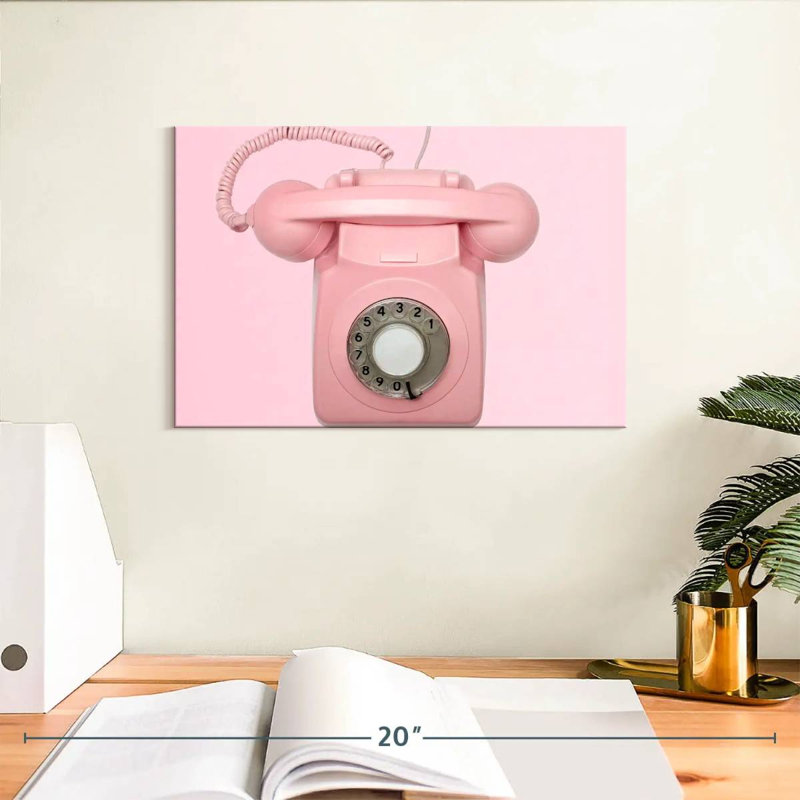 Téléphone rotatif rose Kerner, H 8 po x l 12 po