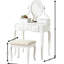 Table de coiffeuse et tabouret de maquillage en bois, blanc