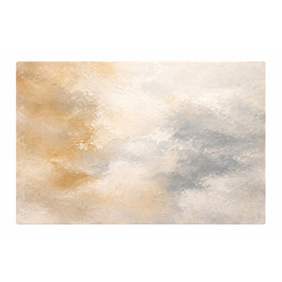 Gold and Gray Cloud Abstract Canvas Wall Art, Neutral Atmospheric Landscape Painting, Modern Wrapped Canvas Wall Decor