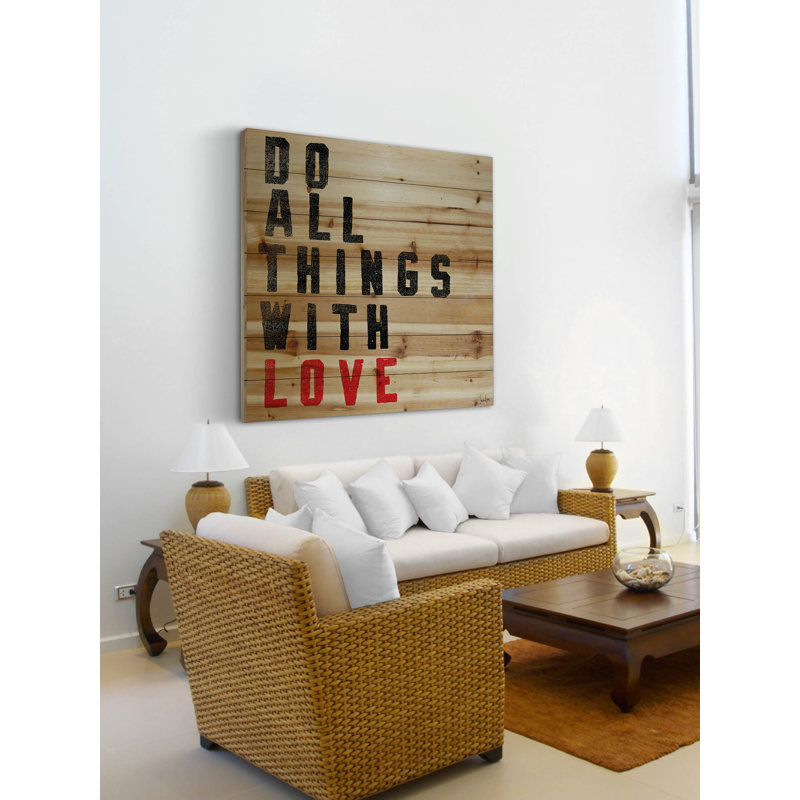 «Do All Things with Love», reproduction d'art textuel sur toile tendue, H 40 po x l 40 po x P 1,5 po