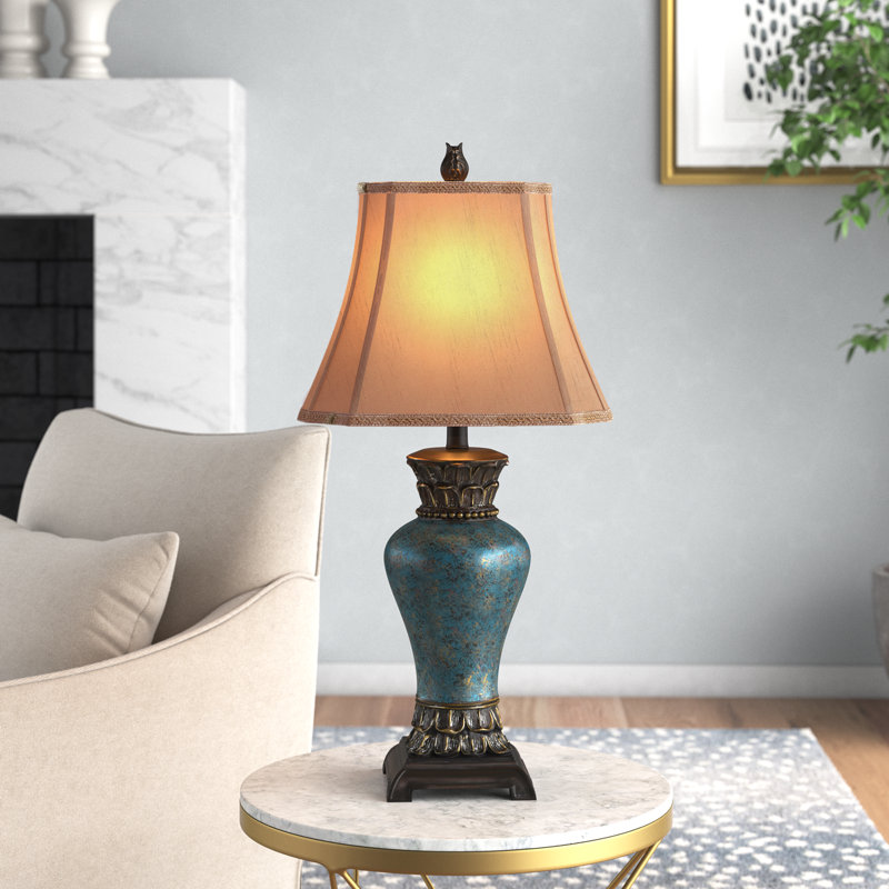 Lampe de table 30 po Fullilove, Bleu / bronze, Brun clair