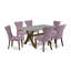 7 Piece Kitchen Table Set Consist of a Rectangle Dining Table with X-Legs and 6 Dahlia Linen Fabric Parson Dining Chairs, Distressed Jacobean-1203062930-1203062957-1203062959